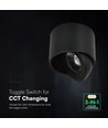 12W LED utanpåliggande spot - IP44, svart, CCT, Cree-chip