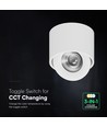 V-Tac 18W LED utanpåliggande spotlight - IP44, Cree-chip, 3-i-1 CCT, vit