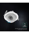 V-Tac 12W LED COB downlight CCT - IP44, Cree-chip, vit