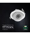 V-Tac 12W LED COB downlight CCT - IP44, Cree-chip, vit