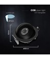V-Tac 12W CCT LED downlight - IP44, svart, Cree chip