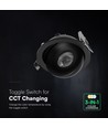 V-Tac 12W CCT LED downlight - IP44, svart, Cree chip