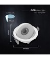 V-Tac 18W COB LED downlight - IP44, CCT, Cree-chip, vit, 6 års garanti