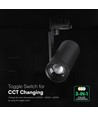 V-Tac 30W 3-fas zoombar skenspot - CCT, 25°-50°, svart
