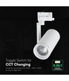 V-Tac 30W 3-fas CCT skena spot - Zoombar 25°-50°, vit