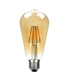 E27 6W LED-filamentlampa - ST64, 800lm, amber glas, 2700K, varmvit