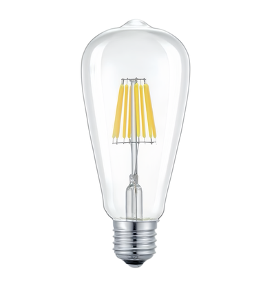 E27 6W LED-filamentlampa - ST64, 800lm, klart glas, 2700K, varmvit