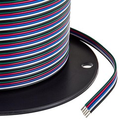 Kablar 12-24V RGBW kabel til LED strips - 5 ledningar, 100 meter rulle