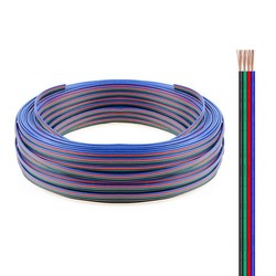 LED strip 12-24V RGB kabel til LED strips - 4 ledningar, 100 meter rulle