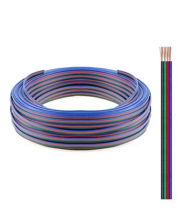 12-24V RGB kabel til LED strips - 4 ledningar, 100 meter rulle