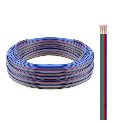 12-24V RGB kabel til LED strips - 4 ledningar, 100 meter rulle