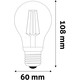 3,84W LED lampa - 212 lm/W, A60, filament, klart glas, E27