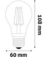 3,8W LED lampa - 212 lm/W, A60, filament, klart glas, E27