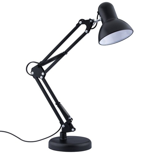 Klassisk svart arkitektlampa - Inkl. fot och bordsklämma, E27-sockel, utan ljuskälla