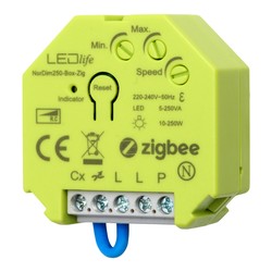 Zigbee LEDlife Zigbee inbyggningsdimmer - 250W, till inbyggning