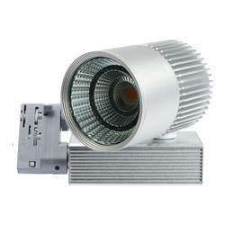 3-Fas LEDlife grå skenaspotlight 31W - Philips COB, Flicker free, RA90, 3-fas