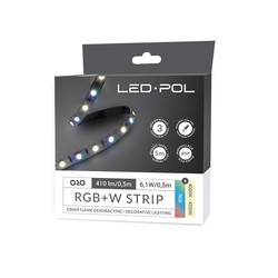 LED-POL LED-strip, 30 LED/m RGB + NW, 12V, 12,2W/m, RGBW IP20 10mm 3 års garanti