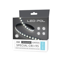 LED-POL LED-strip 120 LED/m CW, 12V, 17W/m, RA95 IP20 8mm 3 års garanti, 6000K