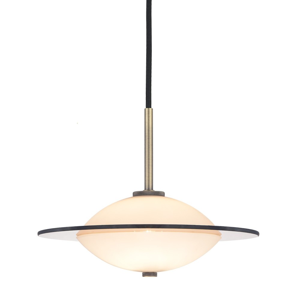 Halo Design Orbit Pendant Ø24cm Opal Glass Antique Brass Metal G9