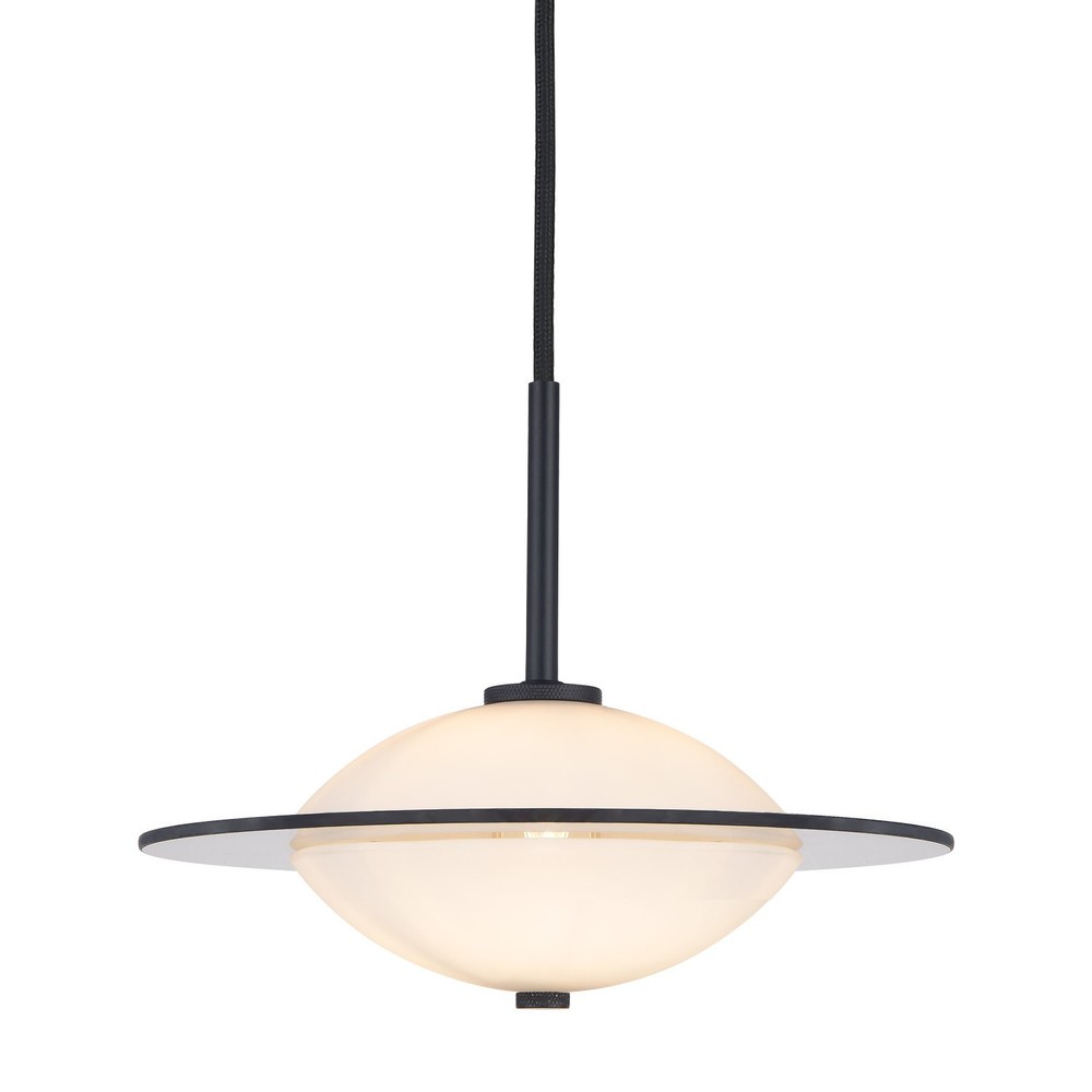 Halo Design Orbit Pendant Ø24cm Opal Glass Black Metal G9
