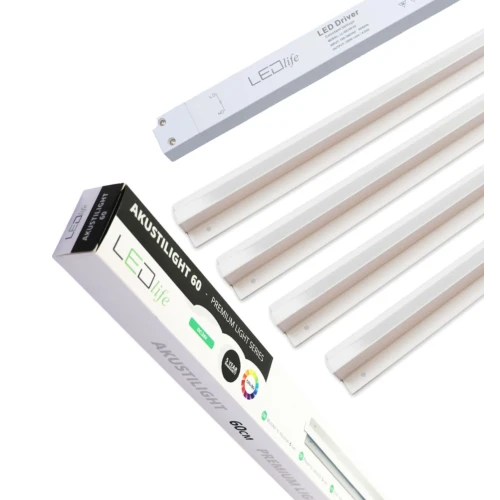 Troldtekt LED-skenset 4x120 cm - Infälld, Akustilight inkl. kablar och driver
