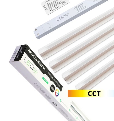 Troldtekt LED Zigbee skenset 4x120 cm - CCT, infälld, Akustilight