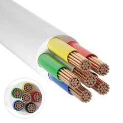 RGB+W LED strip 12-24V RGB+CCT kabel vit rund - 6 x 0,5 mm², löpmeter, min. 5 meter