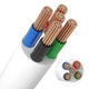 12-24V RGB+W kabel, Vit runda - 5 x 0,5 mm², löpmeter, min. 5 meter