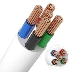 Kablar 12-24V RGB+W kabel, Vit runda - 5 x 0,5 mm², löpmeter, min. 5 meter