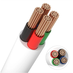 RGB LED strips 12-24V RGB kabel, vit rund - 4 x 0,5 mm², löpmeter, min. 5 meter