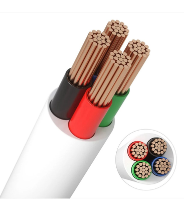 12-24V RGB kabel, vit rund - 4 x 0,5 mm², löpmeter, min. 5 meter