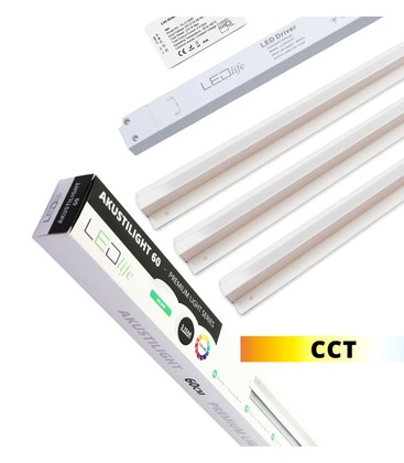 Troldtekt LED Skenaset 3x90 cm CCT, Infälld, Akustilight, inkl. fjärrkontrol, kablar och driver