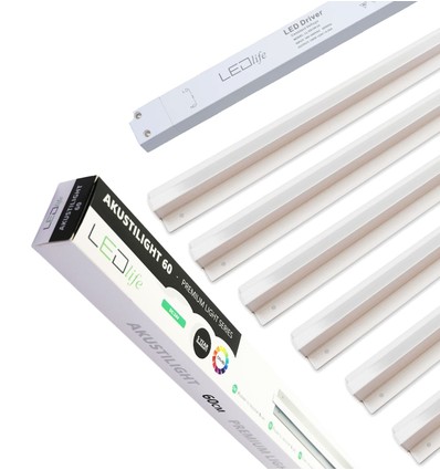 Troldtekt LED skenset 6x60 cm - Planförsänkt, Triac dimbar, Akustilight inkl. kablar och driver