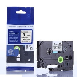 Outlet Outlet: Tape TZeFX221 sort tekst på hvid tape 9mm x 8m TZFX221 tape kompatibel