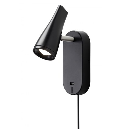 KILE LED Væglampe med USB og Touch dæmp, 6W, Nielsen Light - sort