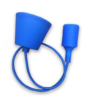 V-Tac silikone pendellampa med tygledning - Blå, E27