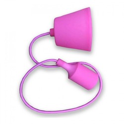 LED takpendel Lagertömning: V-Tac silikone pendellampa med tygledning - Pink, E27