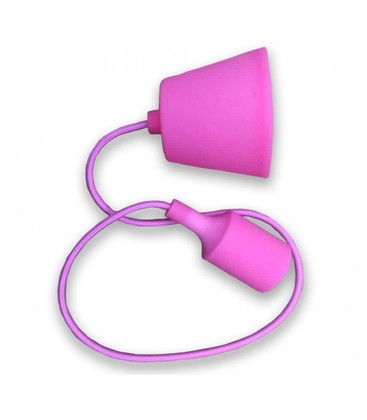 Lagertömning: V-Tac silikone pendellampa med tygledning - Pink, E27