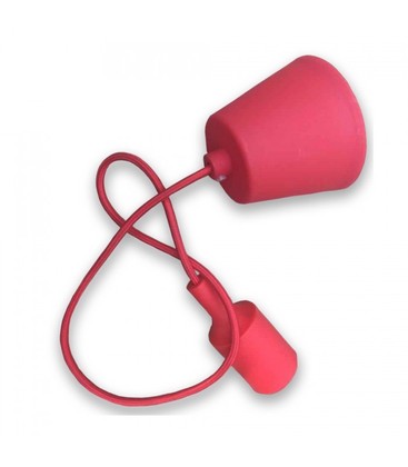 V-Tac silikone pendellampa med tygledning - Röd, E27