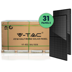 Lösa solcellspaneler 410W Helsvart solpanel mono - Svart-i-svart, helsvart, half-cut panel v/31 st.