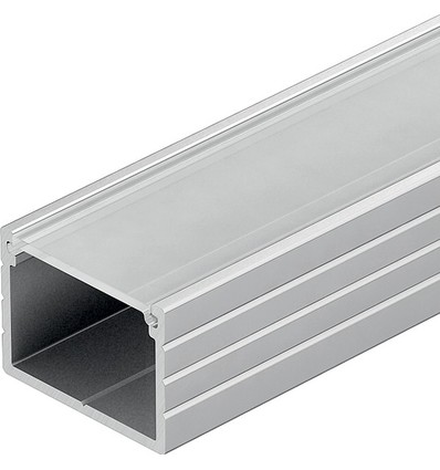 Aluprofil 18x13 för IP65 och IP68 LED-strip - Bred, 1m, inkl. frostat lock och clips, eloxerad