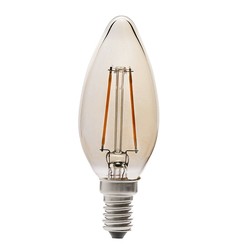 E14 LED LEDlife 2W LED kronljus - Dimbar, filament, amberfärgad, extra varm, E14