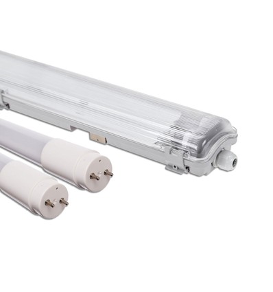 120cm armatur + 2 st. 18,5W T8 LED-lysör - IP65, genomkopplad