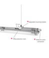 150cm armatur + 2 st. 24W T8 LED-lysör - IP65, genomkopplad