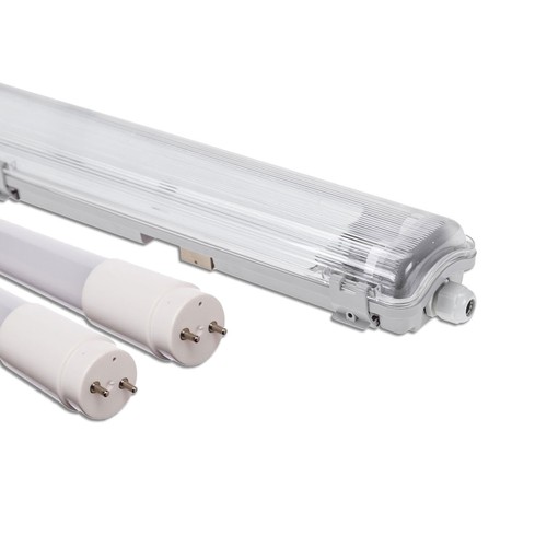150cm Armatur + 2x LED-lysör T8 - IP65, genomkopplad