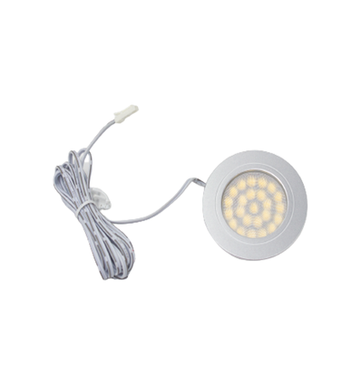2,2W Ø6,8cm RecoTouch möbelspotlight för inbyggnad - 12V DC, Hål: Ø6 cm, Mått: Ø6,8 cm, Touch, borstat stål