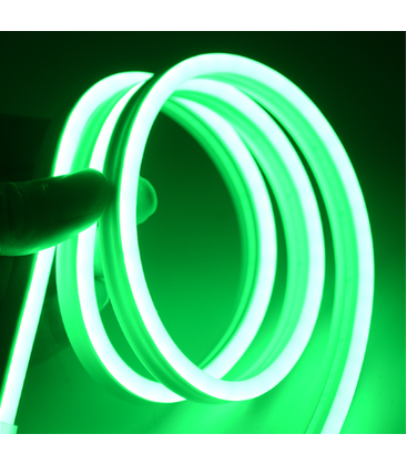 Grön 8x16 Neon Flex LED - 5 meter, 8W pr. meter, IP67, 12V
