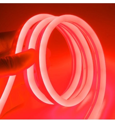 5m 8W/m Röd 8x16 Neon Flex LED - 12V DC, IP67