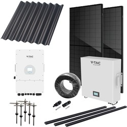 Solcell komplett för eternit och stålprofiltak 6kW komplett hybrid solcellanlägg med batteri - Till eternit eller metallpannor, DEYE 3-fas hybrid växelriktare, helsvart
