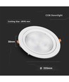 V-Tac 30W LED downlight - Hål: Ø19,5 cm, Mål: Ø22,5 cm, 3,8 cm hög, Samsung LED chip, 230V